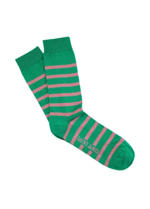 PIEDS RAYES - Striped Socks (KELLY GREEN / PINK)