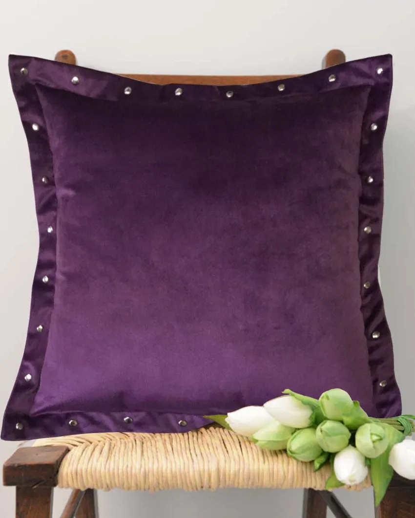 Premium Metal Button Velvet Cushion Cover | 16 x 16 inches