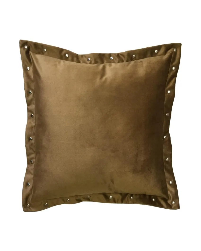 Premium Metal Button Velvet Cushion Cover | 16 x 16 inches