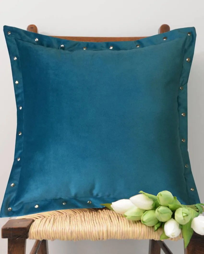Premium Metal Button Velvet Cushion Cover | 16 x 16 inches