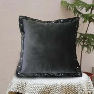 Premium Metal Button Velvet Cushion Cover | 16 x 16 inches