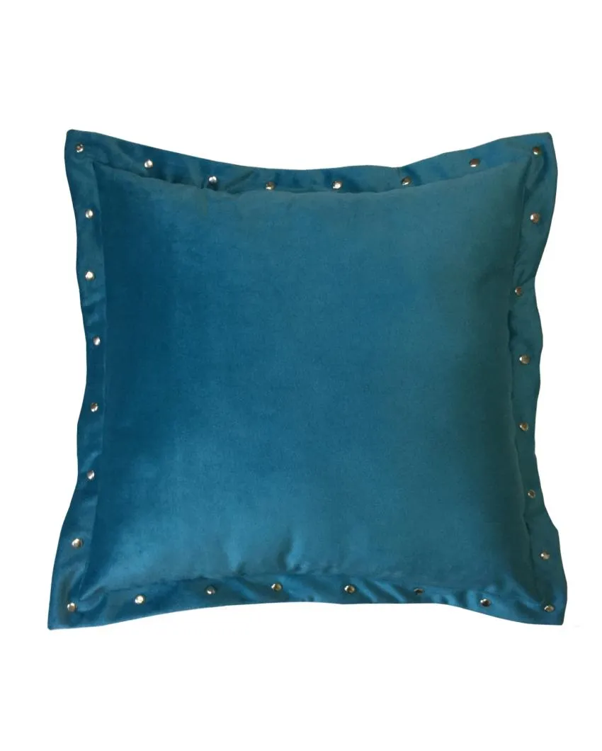 Premium Metal Button Velvet Cushion Cover | 16 x 16 inches
