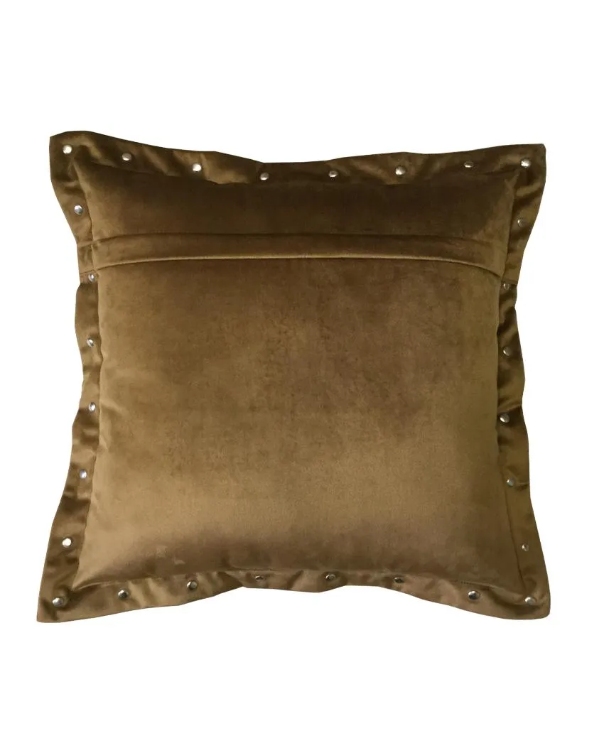 Premium Metal Button Velvet Cushion Cover | 16 x 16 inches