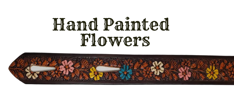 "Butterflies and Flowers" Painted Leather Guitar Strap