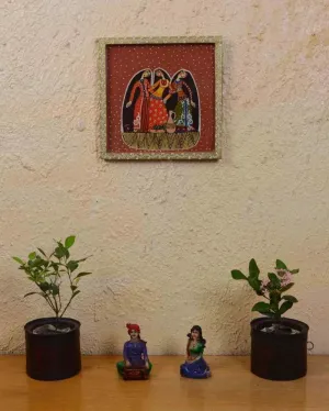 Rajasthani Women Hand Painted Square Wall Plate