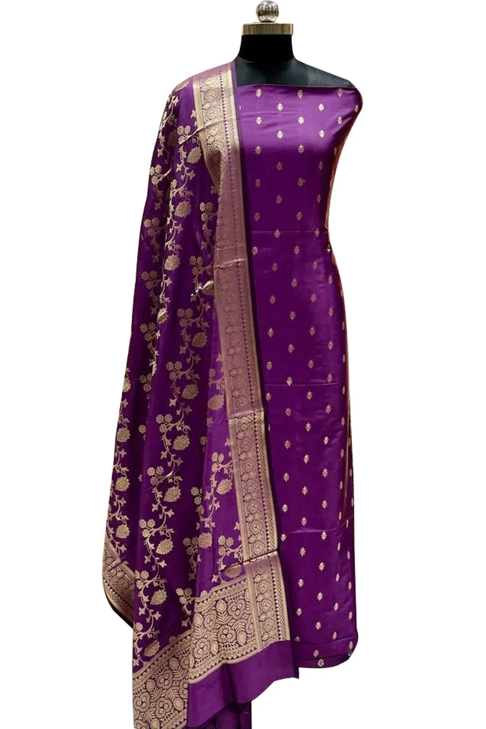 Regal Charm: Elegant Purple Banarasi Silk Suit, A Timeless Classic