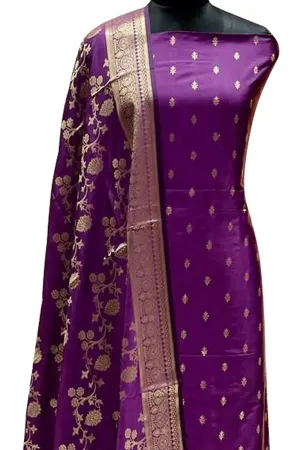 Regal Charm: Elegant Purple Banarasi Silk Suit, A Timeless Classic
