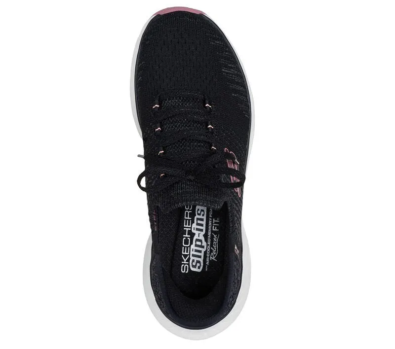 Skechers Ladies Black/Pink Edgeride Impression Slip In Shoes