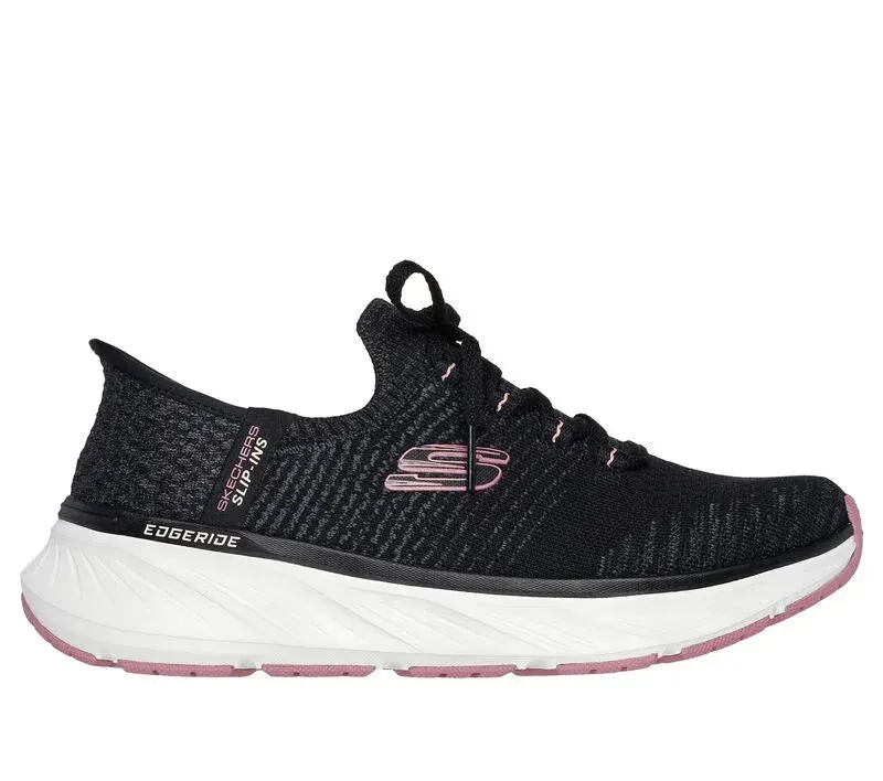 Skechers Ladies Black/Pink Edgeride Impression Slip In Shoes