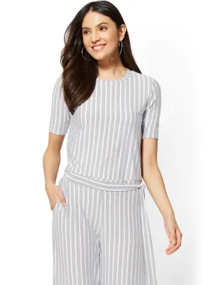 Striped Open Twist-Back Tee