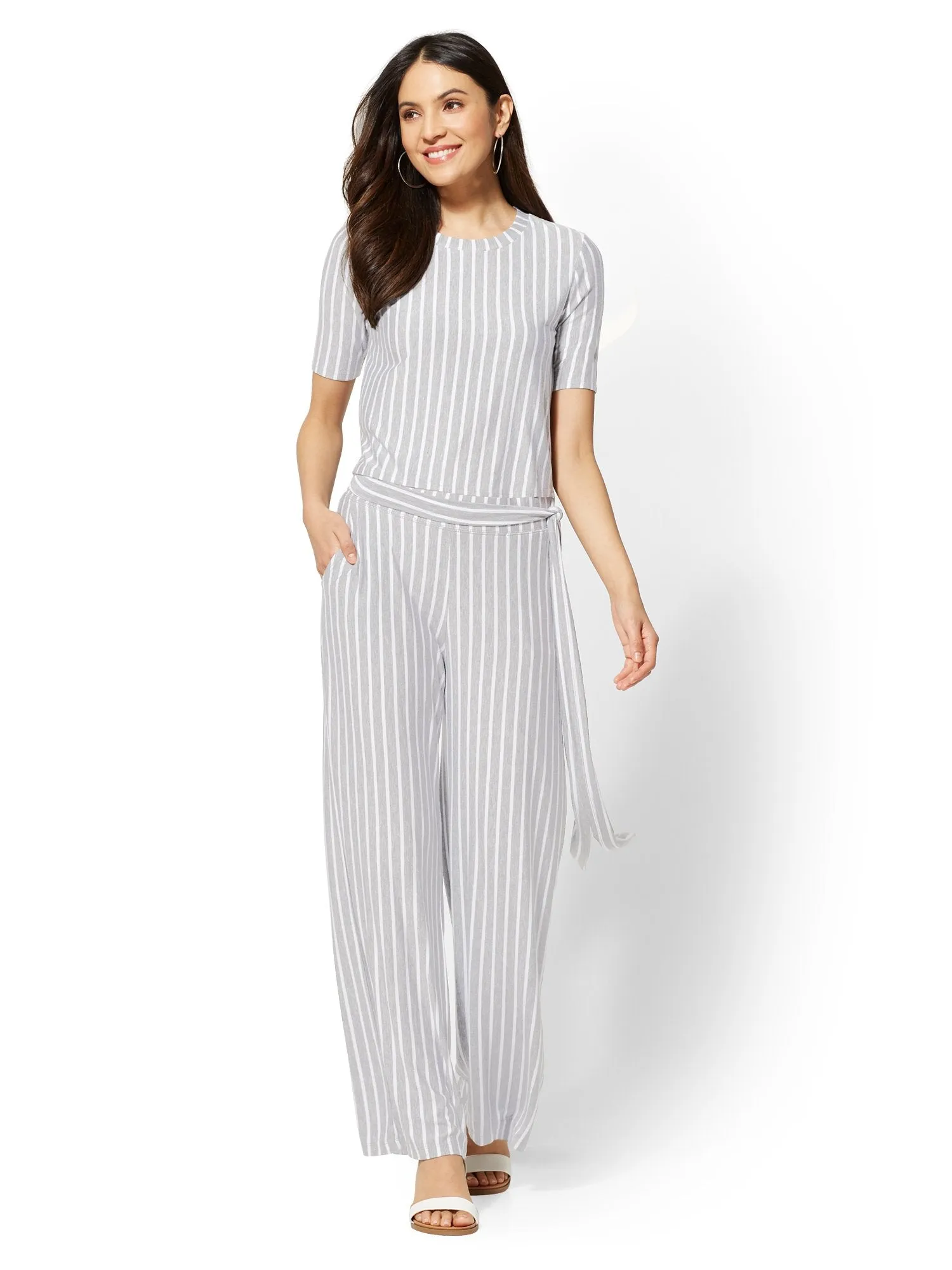 Striped Open Twist-Back Tee