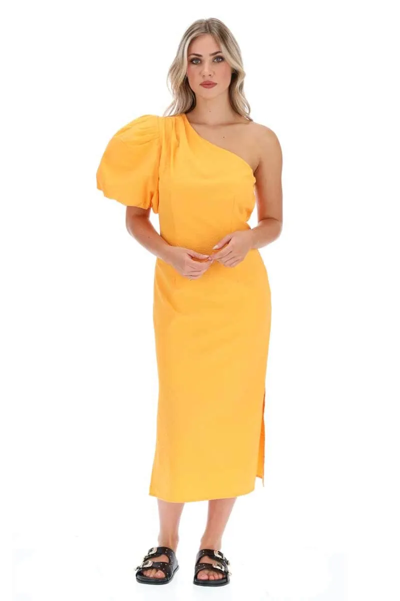 Tennis One Shoulder Dress Orange