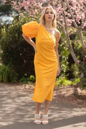 Tennis One Shoulder Dress Orange