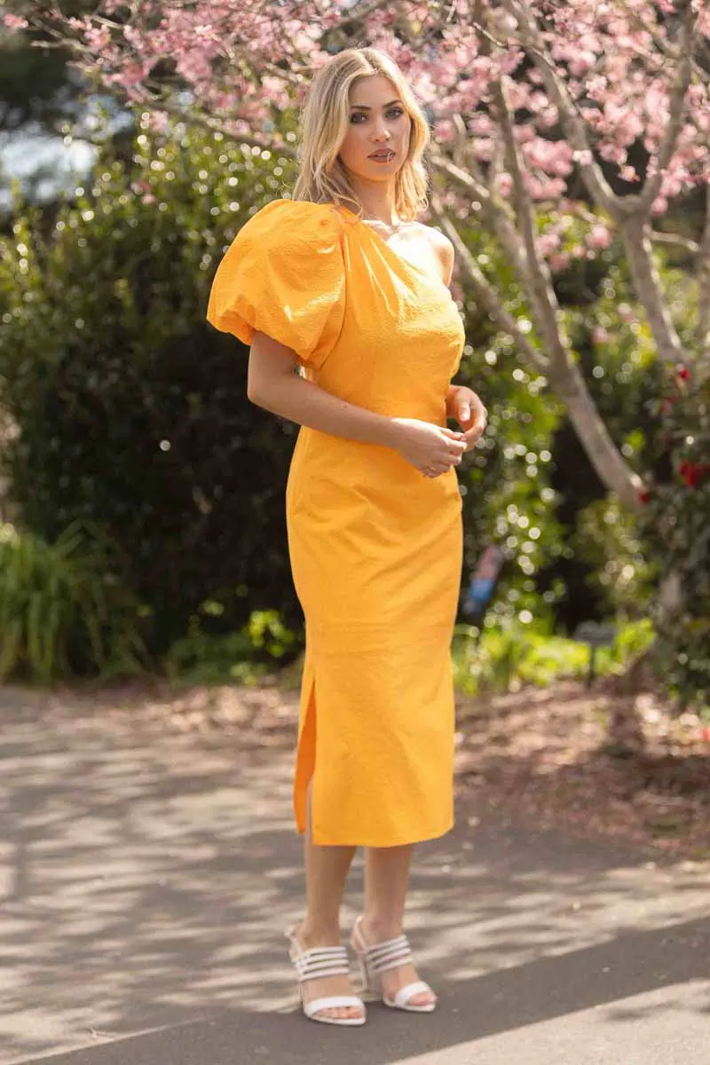 Tennis One Shoulder Dress Orange
