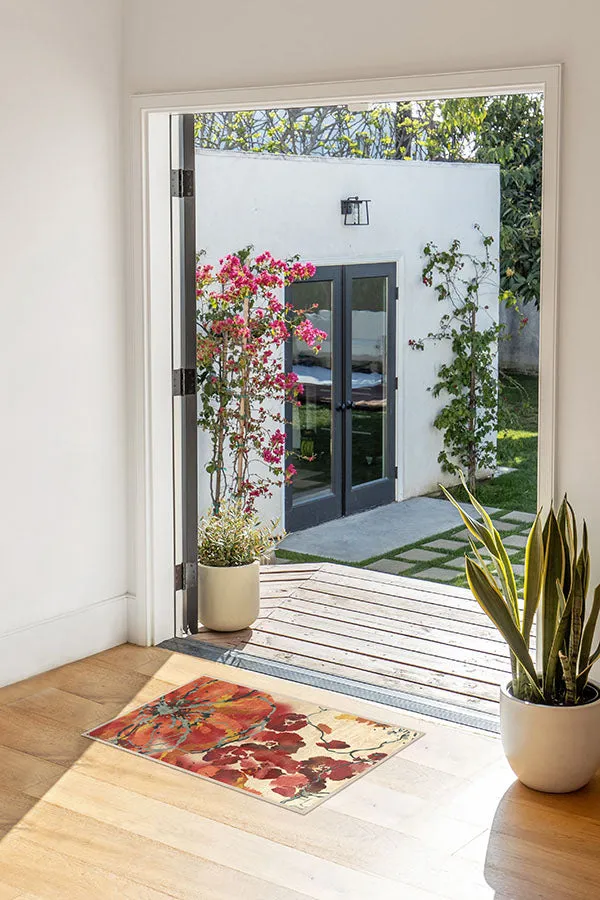 Watercolour Floral Coral Tufted Rug