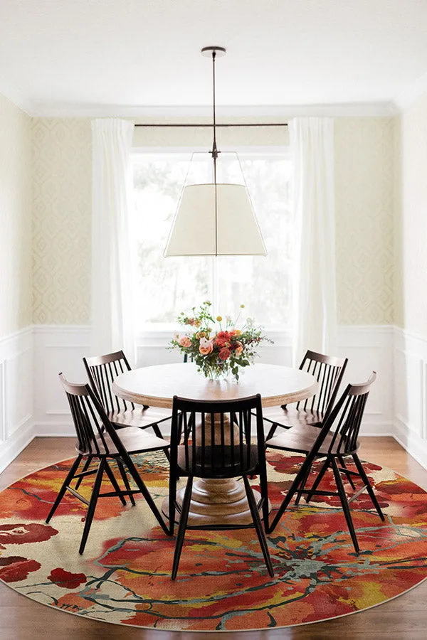 Watercolour Floral Coral Tufted Rug
