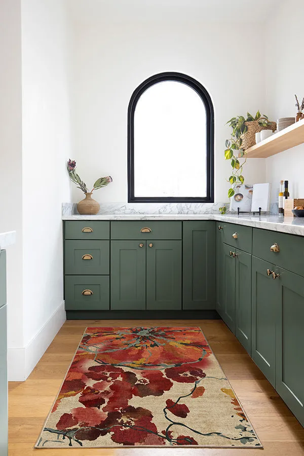 Watercolour Floral Coral Tufted Rug