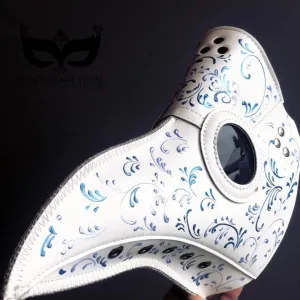 White Plague Mask with Blue Shades Filigree